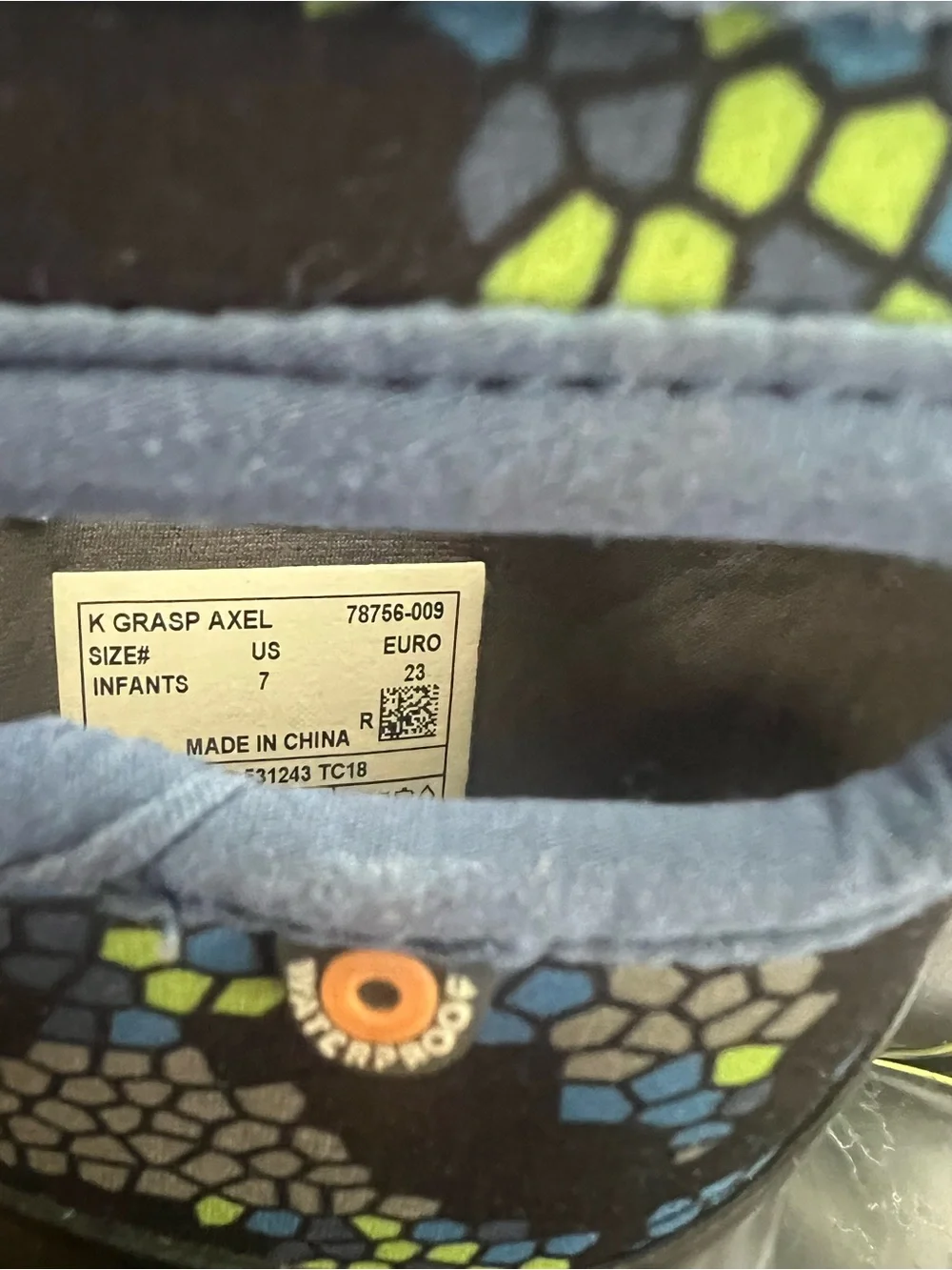 Bogs Grasp Axel Waterproof Rain Boots Toddler Infant Size 7 Blue Camo